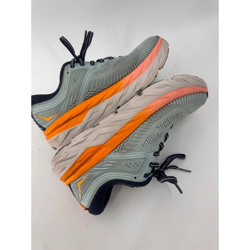 Hoka One One Bondi 7 Running Shoes Women 7 Blue Orange Max Cushion Road Runner